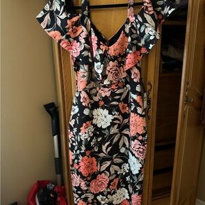 Rachel by Rachel Roy black combo Floral Off-Shoulder Dress